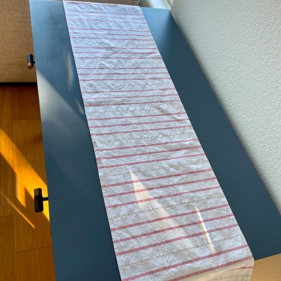 Striped Table Runner in Pink and‎ Gold, 47X12 - Picture 2 of 4